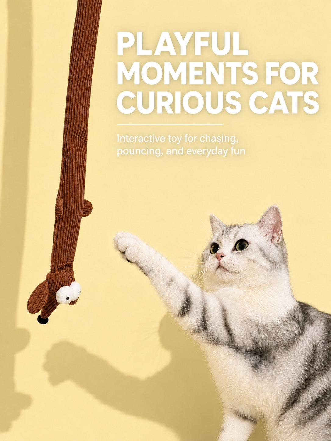 Playful cat with interactive toy