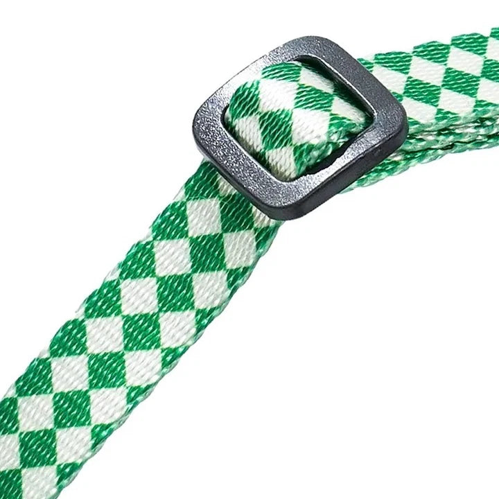 Peachfield & Co. x zeze Mid-Green Checkered Dog Harness & Lead Set